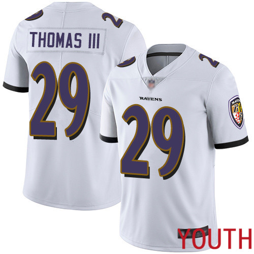 Baltimore Ravens Limited White Youth Earl Thomas III Road Jersey NFL Football #29 Vapor Untouchable->youth nfl jersey->Youth Jersey
